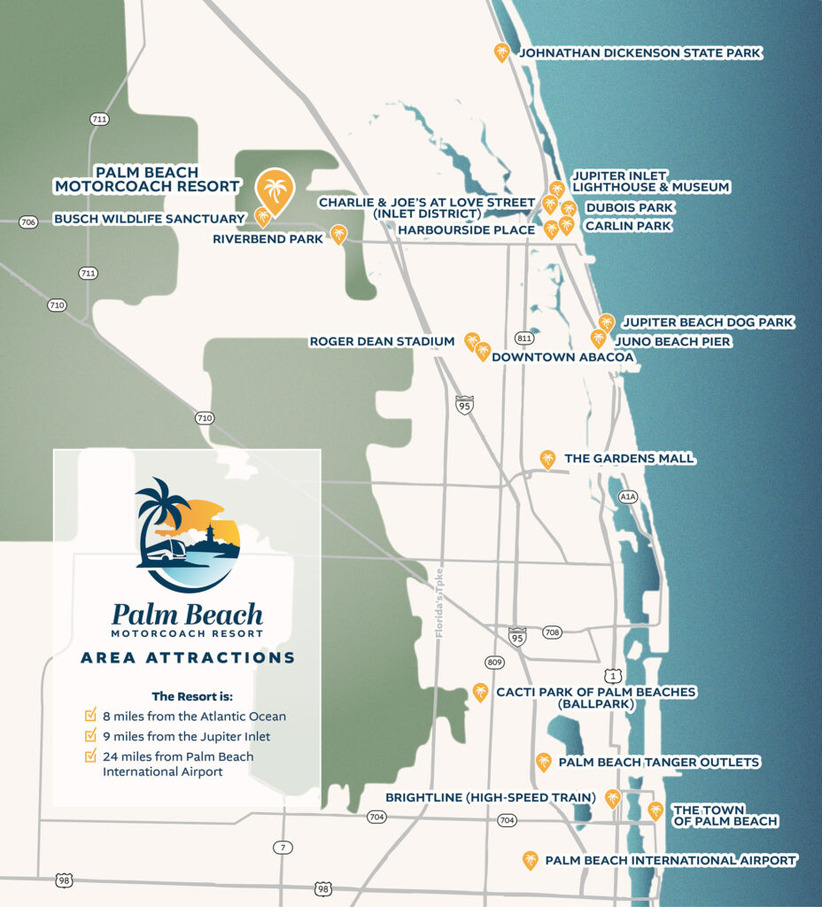 Palm Beach Motorcoach Resort Area Attractions Map